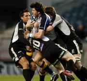 29 April 2006; Shane Horgan, Leinster, is tackled by Matthew Jones, (10) and Gavin Henson, left, Ospreys. Celtic League, Leinster v Ospreys, Lansdowne Road, Dublin. Picture credit: Damien Eagers / SPORTSFILE