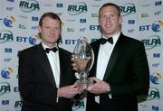 3 May 2006; Munster and Ireland lock Paul O'Connell is presented with the BT Players' Player of the Year by Michael Maloney of BT, at the BT IRUPA Rugby Players Awards 2006 ceremony. Burlington Hotel, Dublin. Picture credit; Brendan Moran / SPORTSFILE