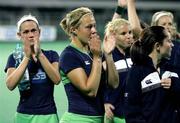 5 May 2006; Members of the Irish team from left, Suzanne Beaney, Clare Parkhill, Catriona Carey and Katherine Elkin after their defeat to New Zealand. Samsung Women's Hockey World Cup, for 7th/8th place play-off, Ireland v New Zealand, Rome, Italy. Picture credit: SPORTSFILE