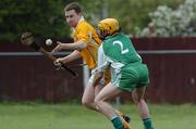 7 May 2006; Johnny McIntosh, Antrim,  in action against Sean McLoughlin, London. Guinness Ulster Senior Hurling Championship, London v Antrim, Emerald Gaelic Grounds, Ruislip, London. Picture credit; David Levingstone / SPORTSFILE