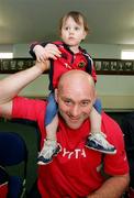 11 May 2006; Munster's John Hayes with fan Evan Lacey after a squad training session. Thomond Park, Limerick. Picture credit: Kieran Clancy / SPORTSFILE