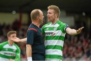 1 June 2014; Shamrock Rovers captain Conor Kenna appeals a decision from referee Graham Kelly. SSE Airtricity League Premier Division, Sligo Rovers v Shamrock Rovers, The Showgrounds, Sligo. Picture credit: Ramsey Cardy / SPORTSFILE