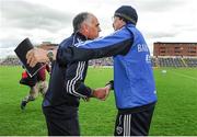 1 June 2014; Galway manager Anthony Cunningham and Laois Manager Seamas Plunkett, shake hands at the end of the game. Leinster GAA Hurling Senior Championship, Quarter-Final, Galway v Laois, O'Moore Park, Portlaoise, Co. Laois. Picture Credit: Tomás Greally/ SPORTSFILE