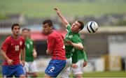 2 June 2014; Steven McCarthy, Republic of Ireland, in action against Milan Gajic, Serbia. UEFA European U19 Championship 2013/14, Qualifying Round Elite Phase, Republic of Ireland v Serbia, Tallaght Stadium, Tallaght, Co. Dublin. Picture credit: Barry Cregg / SPORTSFILE