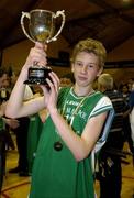 9 May 2006;  The St. Malachys, Belfast, captain Ciaran O'Boyle lifts the cup. All-Ireland Second Year A Boys Final, St. Malachys, Belfast v Mercy Mounthawk, Tralee, National Basketball Arena, Tallaght, Dublin. Picture credit: Brian Lawless / SPORTSFILE