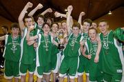 9 May 2006; The St. Malachys, Belfast, team celebrate with the cup after the game. All-Ireland Second Year A Boys Final, St. Malachys, Belfast v Mercy Mounthawk, Tralee, National Basketball Arena, Tallaght, Dublin. Picture credit: Brian Lawless / SPORTSFILE