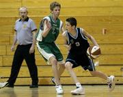 9 May 2006; Eoin Quigley, Mercy Mounthawk, Tralee, in action against Ciaran O'Boyle, St. Malachys, Belfast. All-Ireland Second Year A Boys Final, St. Malachys, Belfast v Mercy Mounthawk, Tralee, National Basketball Arena, Tallaght, Dublin. Picture credit: Brian Lawless / SPORTSFILE