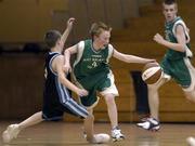 9 May 2006; Kieran Mallon, St. Malachys, Belfast, in action against Liam O'Sullivan, Mercy Mounthawk, Tralee. All-Ireland Second Year A Boys Final, St. Malachys, Belfast v Mercy Mounthawk, Tralee, National Basketball Arena, Tallaght, Dublin. Picture credit: Brian Lawless / SPORTSFILE