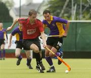 14 May 2006; Simon Magowan, Banbridge, in action against Tim Lewis, Pembroke Wanderers. The Men's 2006 Club Championships, Pembroke Wanderers v Banbridge, National Hockey Stadium, UCD, Belfield, Dublin. Picture credit: Ciara Lyster / SPORTSFILE