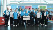 5 June 2014; The Eastern Region Bocce team with Irish rugby players Marie Louise O'Reilly and Fiona Coughlan during the launch of Team Eastern Region for the Special Olympics Ireland Summer Games. Terminal Two, Dublin Airport, Dublin. Picture credit: Brendan Moran / SPORTSFILE