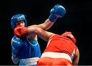 6 June 2014; Flavia Severin, Italy, exchanges punches with Romania's Elena Luminita Turcin in their 81+kg Semi-Final bout. 2014 European Women’s Boxing Championships Semi-Finals, Polivalenta Hall, Bucharest, Romania. Picture credit: Pat Murphy / SPORTSFILE