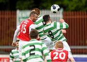 6 June 2014; Kenny Browne, St Patrick’s Athletic, in action against Gerard Griffin, 5, and Mark Boland, 8, St. Patrick’s CY. FAI Ford Cup, 2nd Round, St. Patrick’s CY v St Patrick’s Athletic, Richmond Park, Dublin. Picture credit: Matt Browne / SPORTSFILE