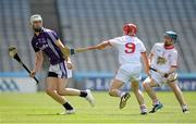 7 June 2014; Andrew Richardson, Fingal, in action against Gary Fox and Conor McNally, Tyrone. Nicky Rackard Cup Final, Fingal v Tyrone, Croke Park, Dublin. Picture credit: Piaras Ó Mídheach / SPORTSFILE