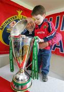27 May 2006; Michael Wallace shows his grandson Mark the Heineken Cup at Thomond Park, Limerick, before Munster play Cardiff Blues. Celtic League 2005-2006, Munster v Cardiff Blues, Thomond Park, Limerick. Picture credit: Kieran Clancy / SPORTSFILE