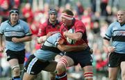 27 May 2006; Mick O'Driscoll, Munster, is tackled by Maama Molitika, Cardiff Blues. Celtic League 2005-2006, Munster v Cardiff Blues, Thomond Park, Limerick. Picture credit: Kieran Clancy / SPORTSFILE