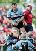 27 May 2006; Rob Sidoli, Cardiff Blues wins possession from Mick O'Driscoll , Munster. Celtic League 2005-2006, Munster v Cardiff Blues, Thomond Park, Limerick. Picture credit: Kieran Clancy / SPORTSFILE