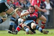 27 May 2006; Rob Henderson, in his last game for Munster, tackles Jamie Robinson, Cardiff Blues. Celtic League 2005-2006, Munster v Cardiff Blues, Thomond Park, Limerick. Picture credit: Kieran Clancy / SPORTSFILE