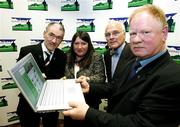 31 May 2006; At the official launch of the Cormac Trust website from left, Mickey Harte, Bridget McAnallen, Professor William McKenna of the London Heart Hospital and Brendan McAnallen. The website is an information point for people from all over Ireland and far beyond about the Cormac Trust Fund which was setup after the sudden death of GAA star Cormac McAnallen on the 2nd March, 2004, it covers Cormacs life, career and death and the heart conditions which so cruelly cut him and so many other very healthy and talented young people down. It was largely due to the death of Cormac, Irish youth rugby international John McCall and other subsequent cases that the Irish public became aware of the issue of sudden cardiac death among young people. Wellington Park Hotel, Belfast. Picture credit; Oliver McVeigh / SPORTSFILE