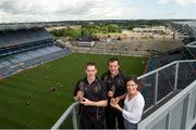 10 June 2014; The GAA/GPA All-Stars sponsored by Opel are delighted to announce Donegal footballer Michael Murphy and Laois hurler Stephen Maher, left, as the Players of the Month for May in football and hurling respectively. They were presented with their GAA / GPA Player of the Month Awards for May, sponsored by Opel, by Laura Condron Senior Brand & PR Manager, Opel Ireland. Croke Park, Dublin. Picture credit: Barry Cregg / SPORTSFILE