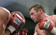 3 June 2006; Oisin Fagan, right, in action against Jeff Thomas. Vacant Irish Light Welterweight Title, Oisin Fagan.v.Jeff Thomas, National Stadium, South Circular Road, Dublin. Picture credit: David Maher / SPORTSFILE