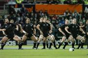 10 June 2006; New Zealand players perform the Haka before the start of the game against Ireland. Summer Tour 2006, New Zealand v Ireland,  Waikato Stadium, Hamilton, New Zealand. Picture credit: Matt Browne / SPORTSFILE