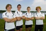 10 June 2006; The Irish U23 men's heavyweight fours (M4-) of, from left, James Wall, Daniel Barry, Paul O'Brien and Paul Murray at the Irish rowing team's training base on Blessington Lake. Blessington, Co. Wicklow. Picture credit: Brendan Moran / SPORTSFILE