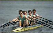 10 June 2006; The Irish men's lightweight quad (LM4x) tea, of, from left, Ger Ward, Kieran Rabbitt, Ben Clarke and Liam Molloy in action at the Irish rowing team's training base on Blessington Lake. Blessington, Co. Wicklow. Picture credit: Brendan Moran / SPORTSFILE