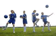 5 July 2006; Sisters Kelsey Ryan, age 14, left, and Alanagh Ryan, age 12, right, with their friends Sarah Kelly, age 14, second from left, and Lisa Jarvis, age 12, all from Blanchardstown taking part at the Pepsi FAI Summer Soccer School at Blanchardstown IT. This particular camp was partially funded by various local groups in the area and the FAI. The Pepsi FAI Summer Soccer Schools run until the end of August in over 200 locations nationwide. See www.fai.ie for more details. Blanchardstown IT, Blanchardstown, Co. Dublin. Picture credit: Brian Lawless / SPORTSFILE