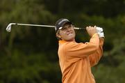 9 July 2006; Jose Manuel Lara watches his tee shot from the 9th tee box during the 4th round of the Smurfit Kappa European Open Golf Championship. K Club, Straffan, Co. Kildare. Picture credit: Matt Browne / SPORTSFILE