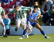 12 July 2006; Denis Behan, Cork City, in action against Ajeel Karim Mahdi, Apollon Limassol. UEFA Champions League, First Round Qualifier, First Leg, Cork City v Apollon Limassol, Turners Cross, Cork. Picture credit: David Maher / SPORTSFILE