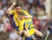 16 July 2006; Roscommon's Stephen Ormsby celebrates with team-mate Peter Domican, 25, at the final whistle. ESB Connacht Minor Football Championship Final, Mayo v Roscommon, McHale Park, Castlebar, Co. Mayo. Picture credit: Pat Murphy / SPORTSFILE