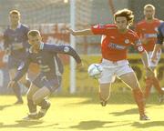 17 July 2006; Stuart Byrne, Shelbourne, in action against Daryl Kavanagh, Waterford United. eircom League, Premier Division, Shelbourne v Waterford United, Tolka Park, Dublin. Picture credit: Pat Murphy / SPORTSFILE