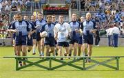 16 July 2006; The Dublin players make their way to the bench for the team photograph. Bank of Ireland Leinster Senior Football Championship Final, Dublin v Offaly, Croke Park, Dublin. Picture credit: Ray McManus / SPORTSFILE
