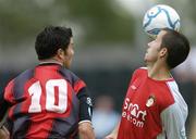 19 July 2006; Davy Byrne, Longford Town, in action against Keith Fahy, St. Patrick’s Athletic. eircom League, Premier Division, Longford Town v St. Patrick’s Athletic, Flancare Park, Longford. Picture credit: David Maher / SPORTSFILE