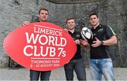 1 July 2014; At the launch of the Limerick World Club 7's are, from left to right, Munster players CJ Stander, Luke O'Dea and Ronan O'Mahony. King John's Castle, Limerick. Picture credit: Diarmuid Greene / SPORTSFILE