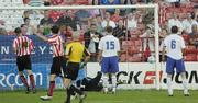 24 July 2006; Rory Delap, Sunderland, scores with a header. Pre-season Friendly, Shelbourne v Sunderland, Tolka Park, Dublin. Picture credit: Damien Eagers / SPORTSFILE