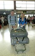 4 August 2006; Irish athletes David Gillick and Marie Davenport at Dublin Airport ahead of their departure for the European Athletics Championships in Gothenburg, Sweden. Dublin Airport, Dublin. Picture credit; Brendan Moran / SPORTSFILE