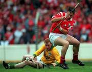 8 August 1999; Alan Browne of Cork in action against the Offaly goalkeeper Stephen Byrne during the Guinness All-Ireland Hurling Senior Championship Semi-Final match between Cork and Offaly at Croke Park in Dublin. Photo by Brendan Moran/Sportsfile