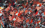1 August 1999;  Armagh supporters during the Bank of Ireland Ulster Senior Football Championship Final match between Armagh and Down at St Tiernach's Park at Clones in Monaghan. Photo by David Maher/Sportsfile