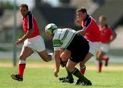 14 August 1999; Ronan O'Gara in action against Brernard Jackman of Connacht during the Guinness Interprovincial Championship match between Connacht and Munster at the Sportsgrounds in Galway. Photo by Brendan Moran/Sportsfile