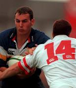 13 August 1999; Girvan Dempsey of Leinster in action against James Topping of Ulster during the Guinness Interprovincial Rugby Championship match between Leinster and Ulster at Donnybrook in Dublin. Photo by Brendan Moran/Sportsfile