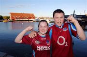 9 August 2006; Drogheda United supporters Caoimhe Mangan and her brother Padraig, from Drogheda, show their support ahead of the UEFA Cup Second Qualifying Round, Second Leg, game against IK Start. Kristiansand, Norway. Picture credit; David Maher / SPORTSFILE