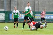 10 July 2014; Barry McNamee, Derry City, scores his side's second goal. UEFA Europa League First Qualifying Round, Second Leg, Aberystwyth Town v Derry City. Park Avenue, Aberystwth, Wales. Picture credit: Ian Cook / SPORTSFILE