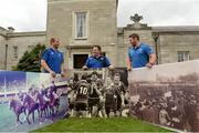 11 July 2014; The Royal Dublin Society (RDS) and Leinster Rugby have this morning announced plans for the redevelopment of the RDS Arena. The first stage of the plan is a six month worldwide architectural competition, administered by the RIAI, after which a five member jury will select a winning design for the new RDS Arena. This is the first time that a process of this nature has been used for the design of sports stadia in Ireland. Further information on the competition is available at www.riai.ie and it is hoped that the winning design for the new RDS Arena will be unveiled in December 2014. Pictured at today’s event are Leinster head coach Matt O'Connor with leinster players Luke Fitzgerald, left, and Sean O'Brien, right. RDS, Merrion Road, Dublin 4. Picture credit: Matt Browne / SPORTSFILE