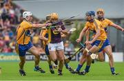 12 July 2014; David Redmond, Wexford, in action against Patrick O'Connor, left, and Conor Ryan, Clare. GAA Hurling All-Ireland Senior Championship Round 1 Replay, Clare v Wexford, Wexford Park, Wexford. Picture credit: Ray McManus / SPORTSFILE