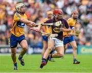 12 July 2014; Paul Morris, Wexford, in action against Conor McGrath, Clare. GAA Hurling All-Ireland Senior Championship Round 1 Replay, Clare v Wexford, Wexford Park, Wexford. Picture credit: Ray McManus / SPORTSFILE