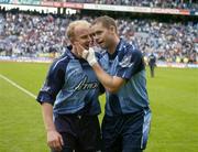 12 August 2006; Darren Magee, right, Dublin, with team-mate Shane Ryan at the end of the match. Bank of Ireland All-Ireland Senior Football Championship, Quarter-Final, Dublin v Westmeath, Croke Park, Dublin. Picture credit; Damien Eagers / SPORTSFILE