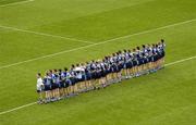 12 August 2006; The Dublin team face Hill 16 and the Tricolour for the National Anthem. Bank of Ireland All-Ireland Senior Football Championship, Quarter-Final, Dublin v Westmeath, Croke Park, Dublin. Picture credit; Ray McManus / SPORTSFILE