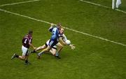 12 August 2006; Westmeath goalkeeper Gary Connaughton, supported by Francis Boyle, 4, dives to save at the feet of Dublin's Tomas Quinn. Bank of Ireland All-Ireland Senior Football Championship, Quarter-Final, Dublin v Westmeath, Croke Park, Dublin. Picture credit; Ray McManus / SPORTSFILE