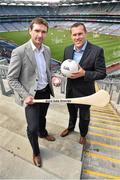 15 July 2014: Dublin great Ciaran Whelan, right, and Waterford star Tony Browne with Tanya Townsend, Sponsoship Manager at Bord Gáis Energy and Mark Dorman, Director GAA Museum, were at Croke Park to officially launch the 2014 Bord Gáis Energy Legends Tours. A high profile line-up of stars have been confirmed as hosts of the tours including Brendan Cummins, Brian Corcoran and Maurice Fitzgerald. Next Saturday, 19th July, Kildare’s Johnny Doyle hosts a tour at 2pm. For booking and information about the GAA legends for this summer’s tours visit www.Crokepark.ie. Croke Park, Dublin. Picture credit: Barry Cregg / SPORTSFILE